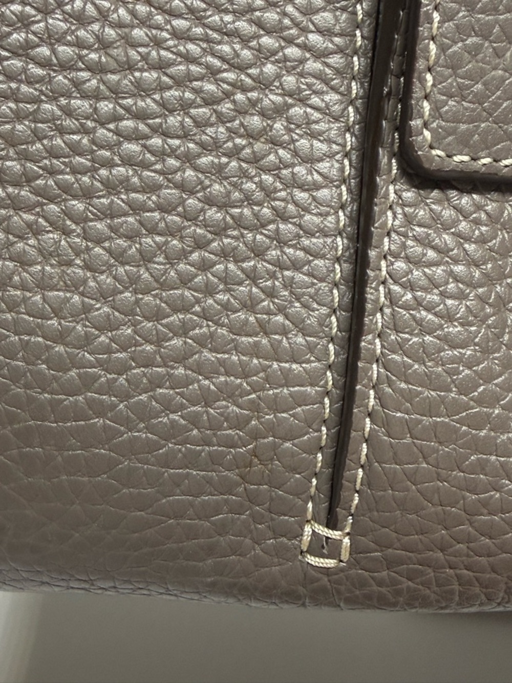 Dooney & Bourke Pebbled Leather Tote Gray Brown Tassel Shoulder Bag Large - Picture 4 of 13